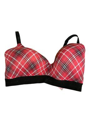 Victoria's Secret PINK Everywhere Wireless Lightly Lined Plaid Bra Sz 36DDD